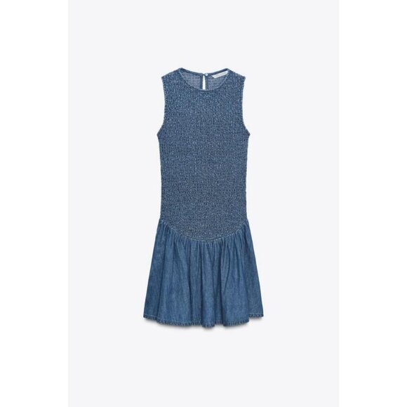 ZARA SHORT HONEYCOMB DRESS - Picture 1 of 7